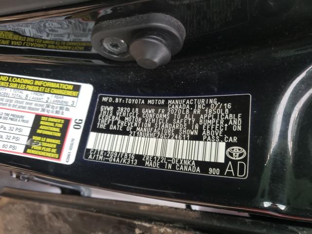 Photo 9 VIN: 2T1BURHE7GC724611 - TOYOTA COROLLA L 