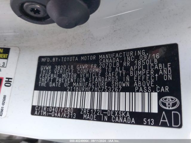 Photo 8 VIN: 2T1BURHE7HC753267 - TOYOTA COROLLA 