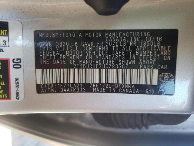 Photo 11 VIN: 2T1BURHE7HC783367 - TOYOTA COROLLA L 