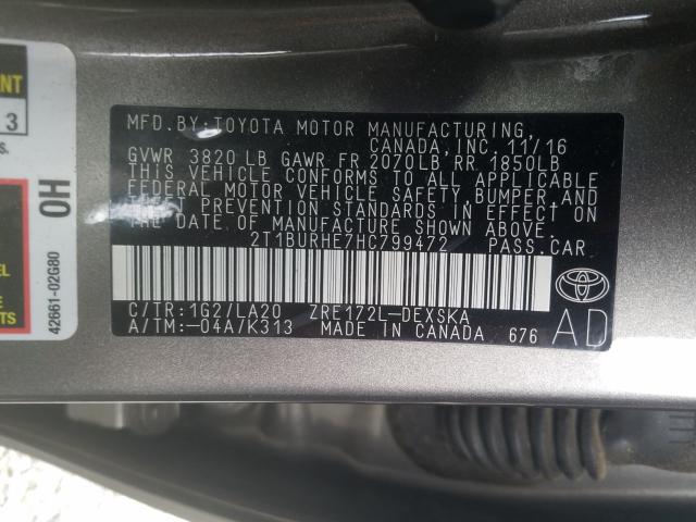 Photo 9 VIN: 2T1BURHE7HC799472 - TOYOTA COROLLA L 