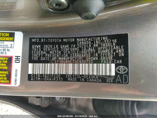 Photo 8 VIN: 2T1BURHE7HC800720 - TOYOTA COROLLA 