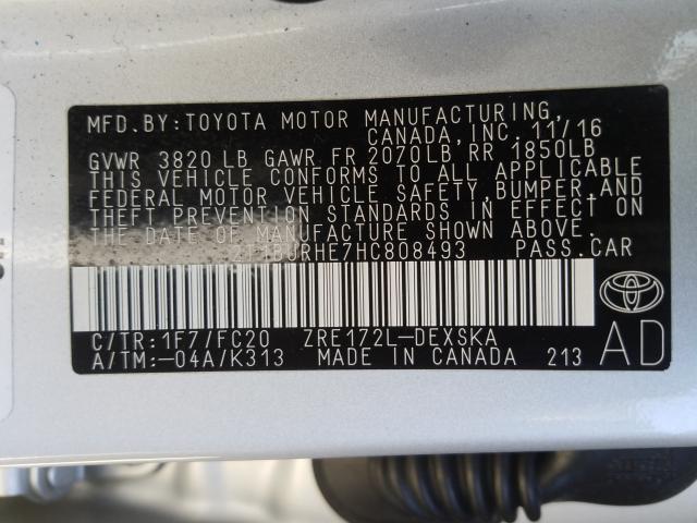 Photo 9 VIN: 2T1BURHE7HC808493 - TOYOTA COROLLA L 