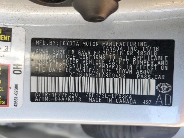 Photo 11 VIN: 2T1BURHE7HC809496 - TOYOTA COROLLA L 