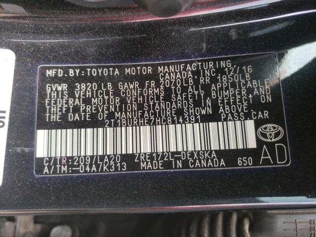 Photo 9 VIN: 2T1BURHE7HC814391 - TOYOTA COROLLA SE 