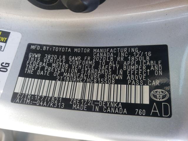 Photo 11 VIN: 2T1BURHE7HC815508 - TOYOTA COROLLA L 