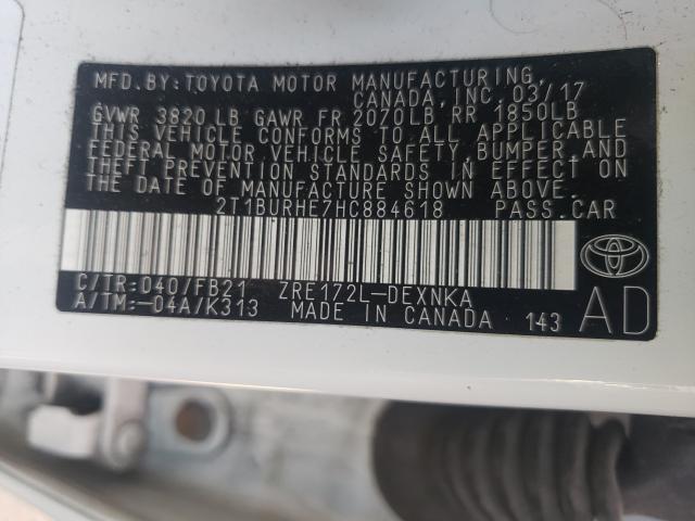 Photo 9 VIN: 2T1BURHE7HC884618 - TOYOTA COROLLA L 