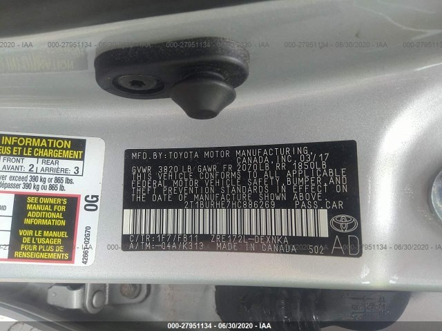 Photo 8 VIN: 2T1BURHE7HC886269 - TOYOTA COROLLA 