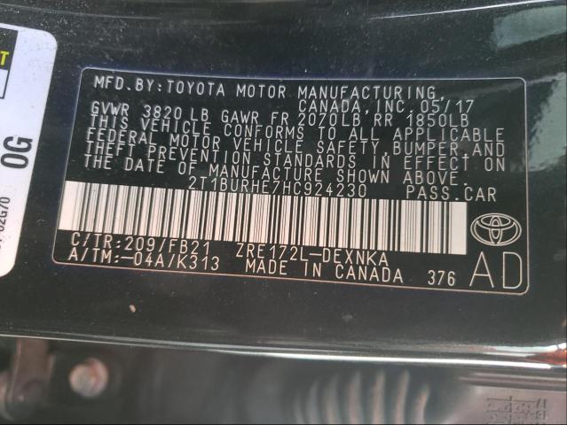 Photo 9 VIN: 2T1BURHE7HC924230 - TOYOTA COROLLA L 