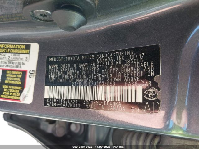 Photo 8 VIN: 2T1BURHE7JC007858 - TOYOTA COROLLA 