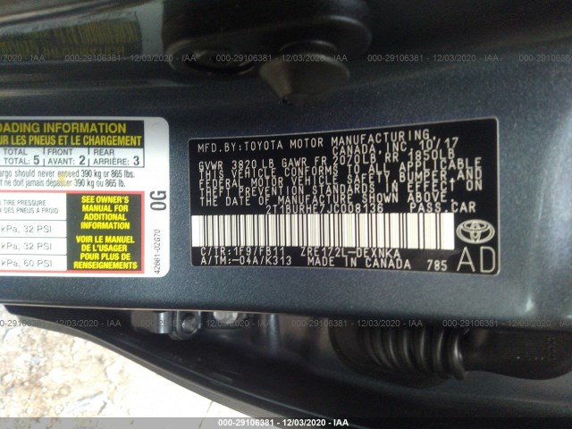 Photo 8 VIN: 2T1BURHE7JC008136 - TOYOTA COROLLA 