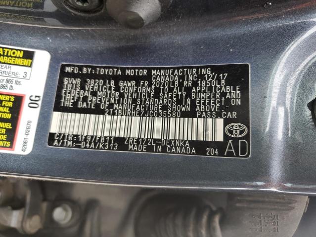 Photo 11 VIN: 2T1BURHE7JC035580 - TOYOTA COROLLA L 