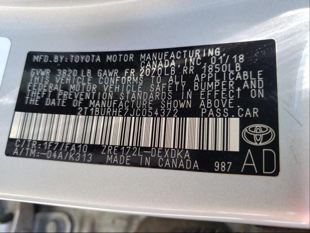 Photo 9 VIN: 2T1BURHE7JC054372 - TOYOTA COROLLA L 