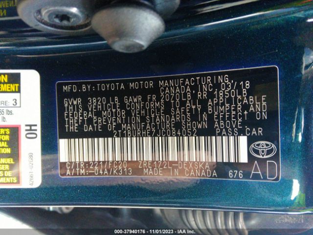 Photo 8 VIN: 2T1BURHE7JC084052 - TOYOTA COROLLA 