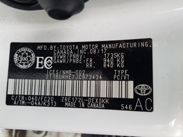 Photo 9 VIN: 2T1BURHE7JC973434 - TOYOTA COROLLA L 