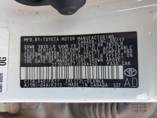 Photo 11 VIN: 2T1BURHE7JC984420 - TOYOTA COROLLA 