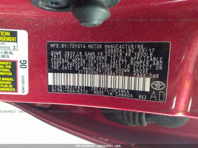 Photo 8 VIN: 2T1BURHE7JC984725 - TOYOTA COROLLA 