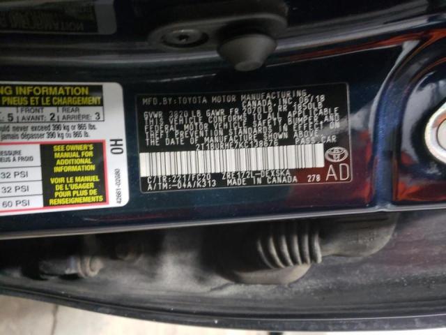 Photo 9 VIN: 2T1BURHE7KC138676 - TOYOTA COROLLA L 