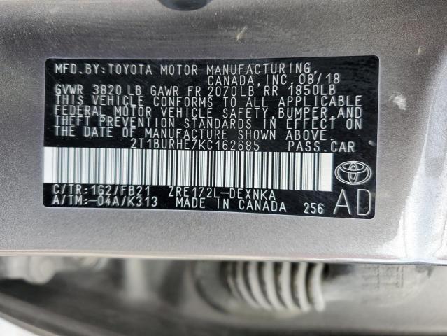 Photo 9 VIN: 2T1BURHE7KC162685 - TOYOTA COROLLA L 