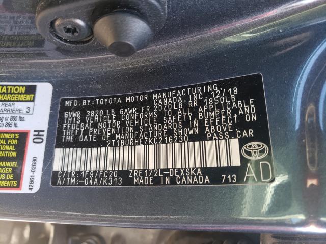 Photo 9 VIN: 2T1BURHE7KC216230 - TOYOTA COROLLA L 