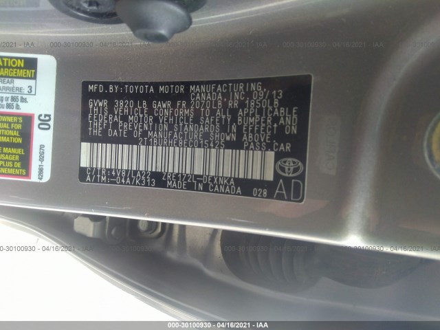 Photo 8 VIN: 2T1BURHE8EC015425 - TOYOTA COROLLA 