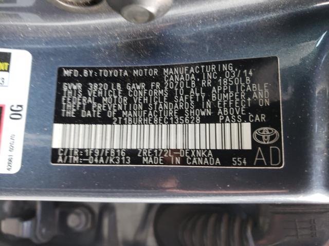 Photo 9 VIN: 2T1BURHE8EC135628 - TOYOTA COROLLA L 