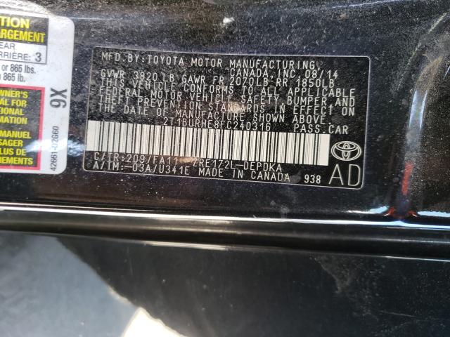 Photo 9 VIN: 2T1BURHE8FC240316 - TOYOTA COROLLA L 