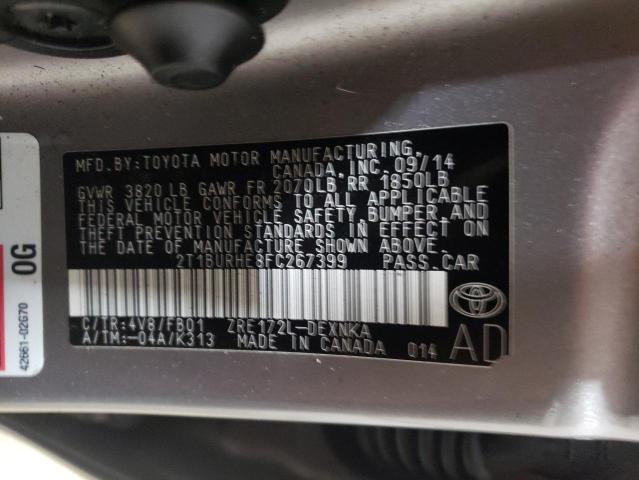 Photo 12 VIN: 2T1BURHE8FC267399 - TOYOTA COROLLA L 