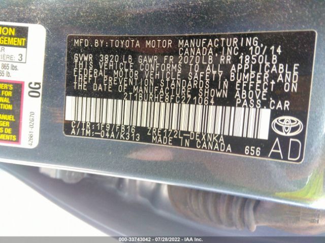 Photo 8 VIN: 2T1BURHE8FC271064 - TOYOTA COROLLA 