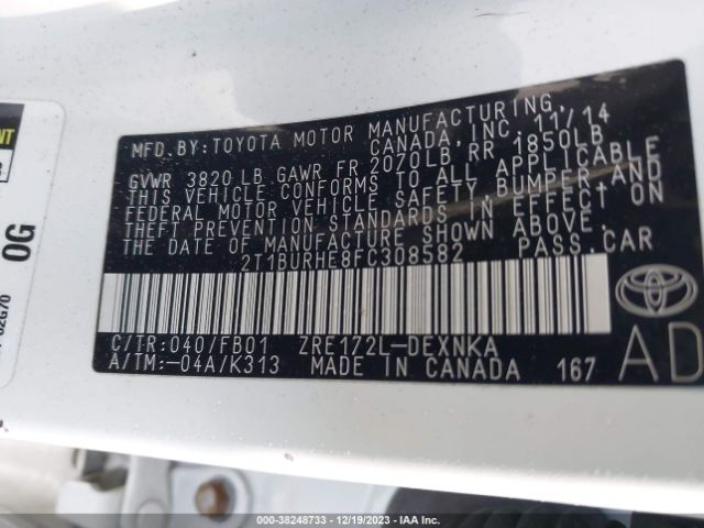 Photo 8 VIN: 2T1BURHE8FC308582 - TOYOTA COROLLA 