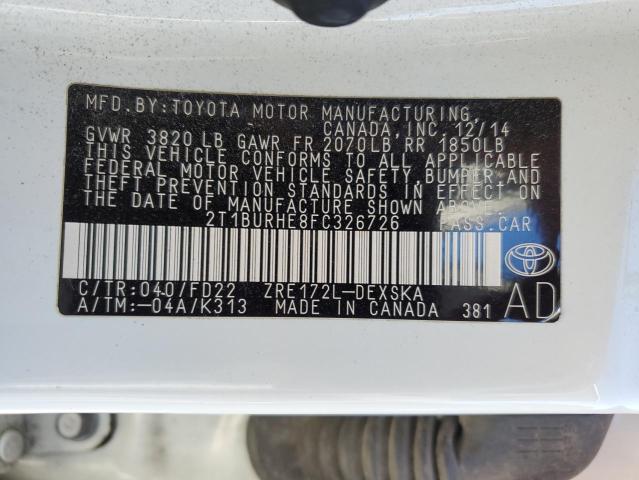 Photo 11 VIN: 2T1BURHE8FC326726 - TOYOTA COROLLA L 