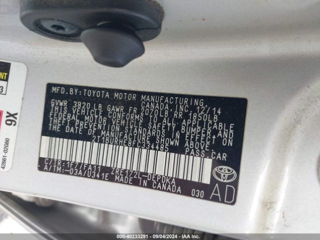 Photo 8 VIN: 2T1BURHE8FC334485 - TOYOTA COROLLA 