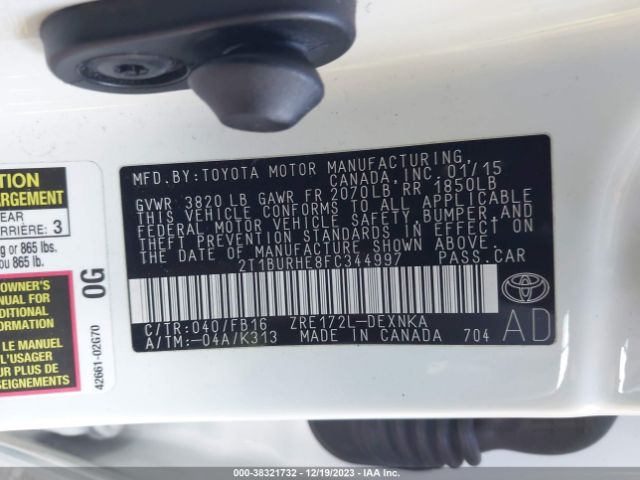 Photo 8 VIN: 2T1BURHE8FC344997 - TOYOTA COROLLA 