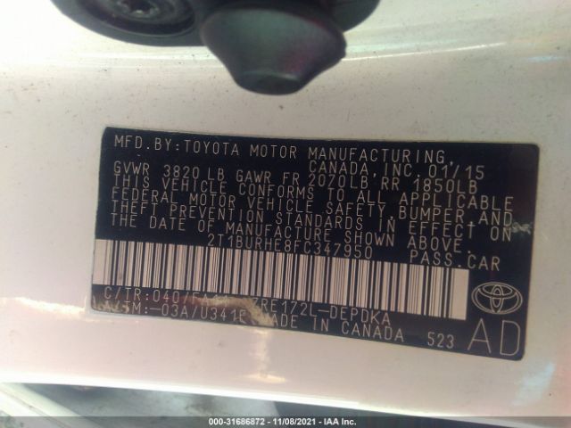 Photo 8 VIN: 2T1BURHE8FC347950 - TOYOTA COROLLA 