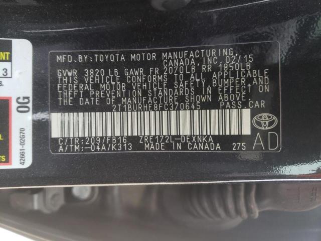 Photo 9 VIN: 2T1BURHE8FC370645 - TOYOTA COROLLA L 