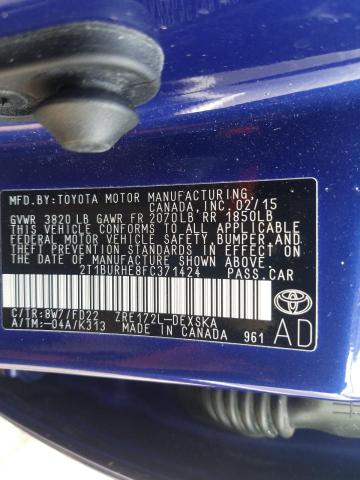 Photo 9 VIN: 2T1BURHE8FC371424 - TOYOTA COROLLA L 