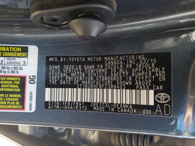 Photo 9 VIN: 2T1BURHE8FC388403 - TOYOTA COROLLA L 