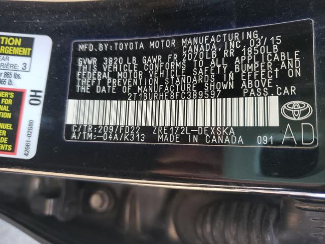 Photo 9 VIN: 2T1BURHE8FC389597 - TOYOTA COROLLA L 