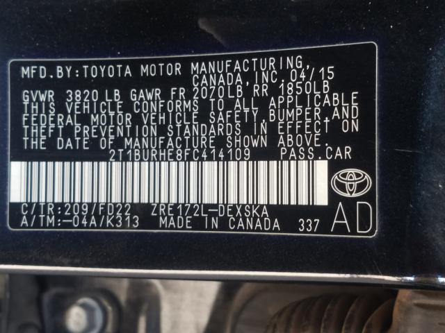 Photo 9 VIN: 2T1BURHE8FC414109 - TOYOTA COROLLA L 