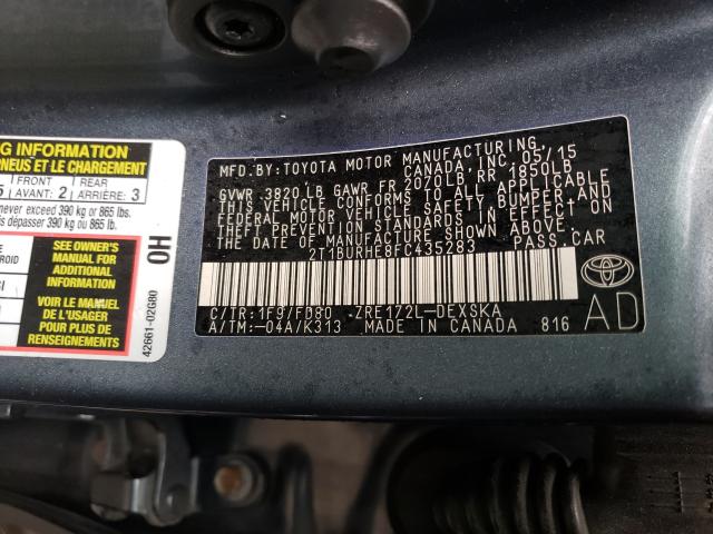 Photo 9 VIN: 2T1BURHE8FC435283 - TOYOTA COROLLA L 