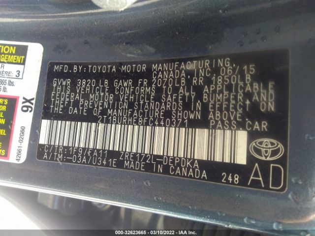 Photo 8 VIN: 2T1BURHE8FC440371 - TOYOTA COROLLA 