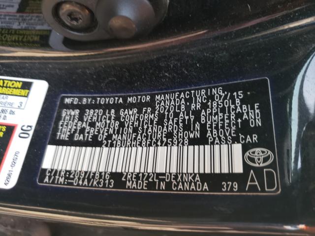 Photo 9 VIN: 2T1BURHE8FC475928 - TOYOTA COROLLA L 