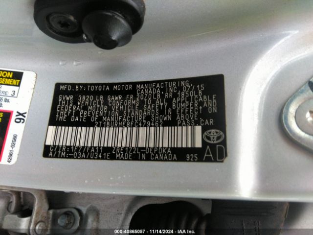 Photo 8 VIN: 2T1BURHE8FC479462 - TOYOTA COROLLA 