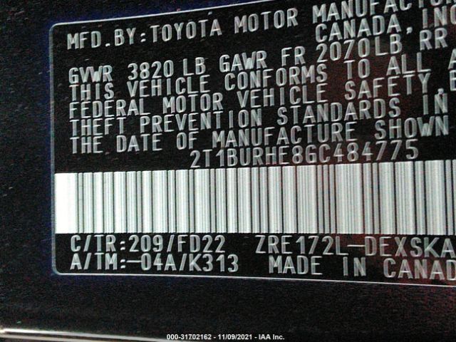 Photo 8 VIN: 2T1BURHE8GC484775 - TOYOTA COROLLA 