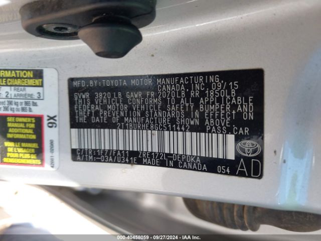 Photo 8 VIN: 2T1BURHE8GC511442 - TOYOTA COROLLA 