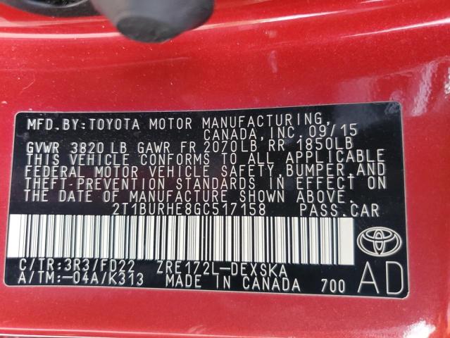 Photo 12 VIN: 2T1BURHE8GC517158 - TOYOTA COROLLA L 