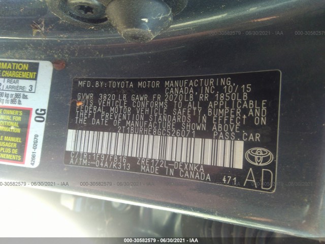 Photo 8 VIN: 2T1BURHE8GC526071 - TOYOTA COROLLA 