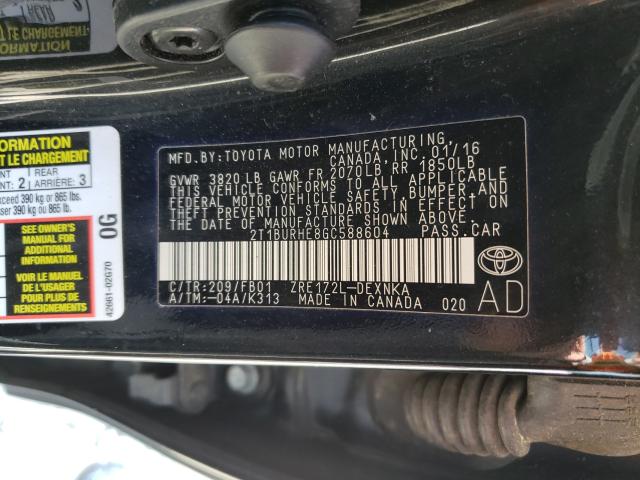 Photo 9 VIN: 2T1BURHE8GC588604 - TOYOTA COROLLA L 