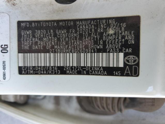 Photo 12 VIN: 2T1BURHE8GC609841 - TOYOTA COROLLA L 