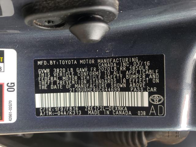 Photo 9 VIN: 2T1BURHE8GC644699 - TOYOTA COROLLA L 