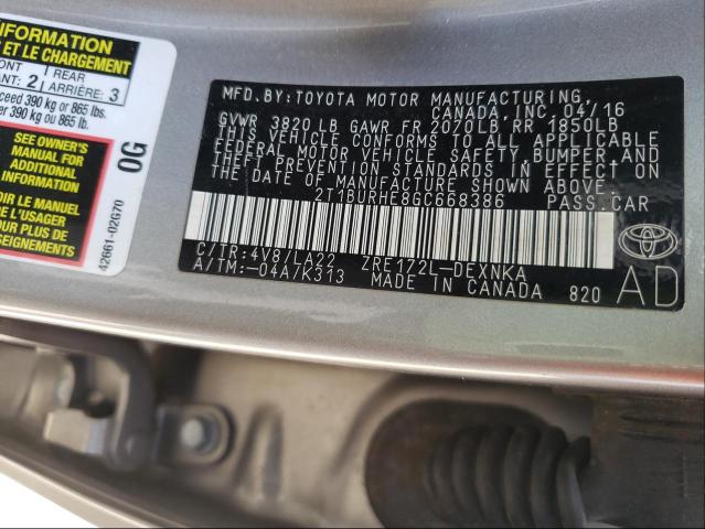 Photo 9 VIN: 2T1BURHE8GC668386 - TOYOTA COROLLA L 